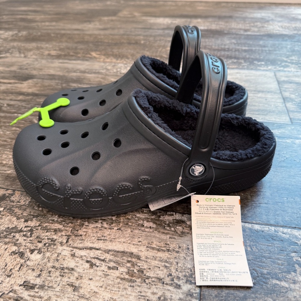 Crocs Baya Lined Clog Relaxed Fit Fleece Cozy Hike Black Mens 10‎ Womens 12 NWT - Picture 7 of 8